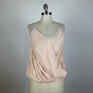 Anthropologie Eloise Blush Pleated Tank Top